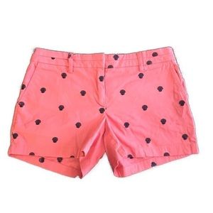 British Khaki Pink Embroidered Shells Shorts